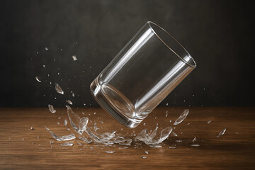 glass and broken glass on the floor