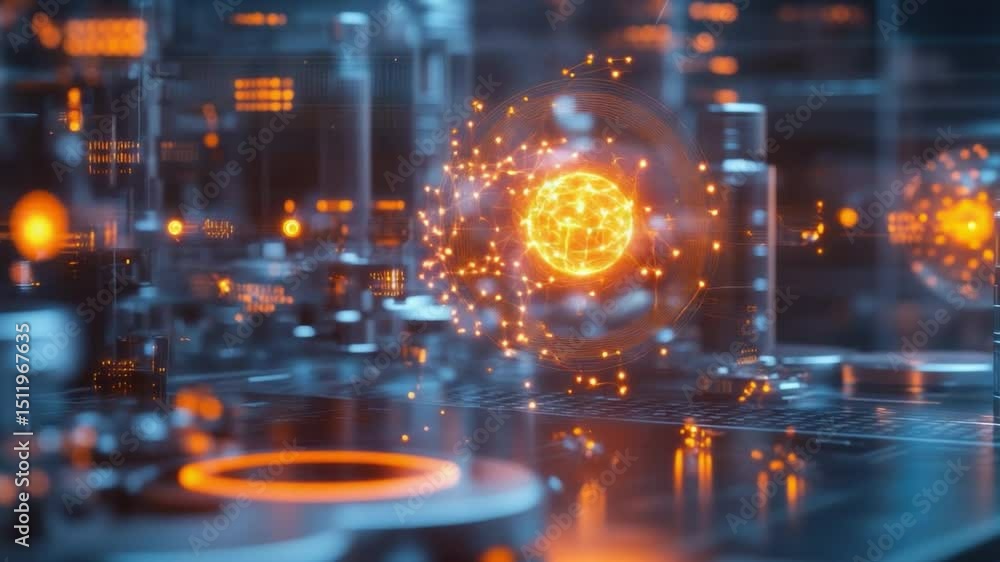 Poster tech fusion: capturing the essence of technological advancement through a vibrant display of circuit