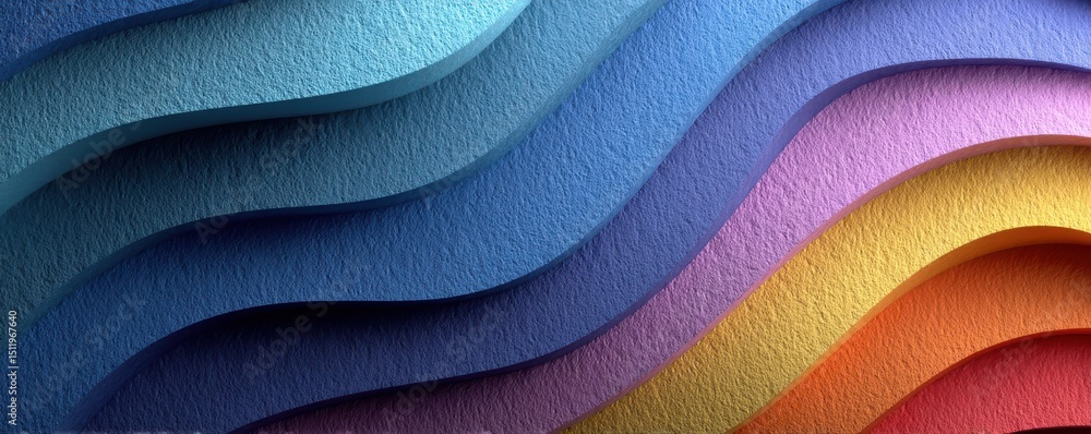 Poster abstract colorful paper waves creating a vibrant and textured background