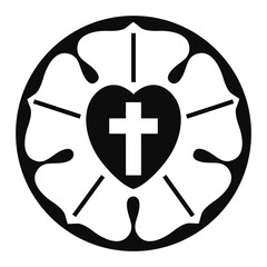 Luther rose symbol - Christian flat style vector icon isolated
