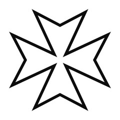 Fototapeta premium Maltese cross (Cross of Malta) contour symbol - Christian flat style vector icon isolated