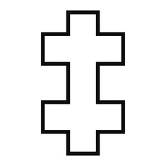 Fototapeta premium Patriarchal cross contour symbol - Christian flat style vector icon isolated