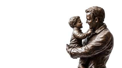 High-quality image of a small statue of a father lifting a child