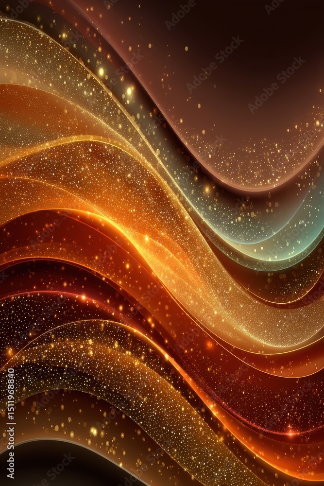 Poster abstract golden wave background with sparkling light and gradient effects