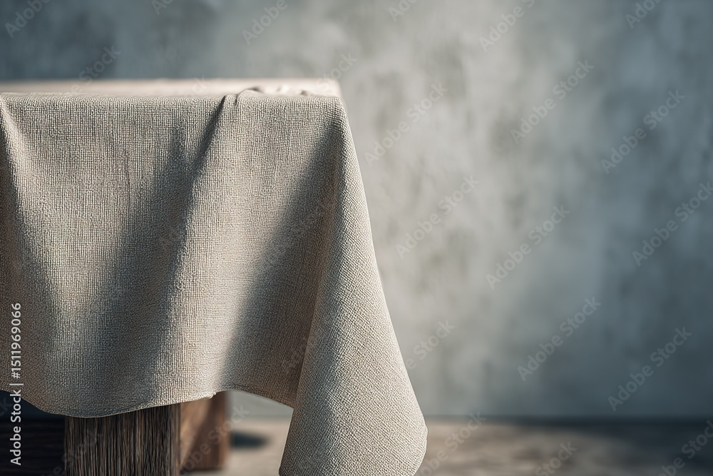 Aufkleber elegant table setting with textured cloth in neutral tones inside a modern space