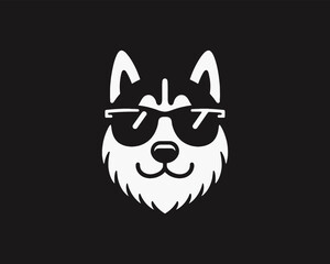 White dog icon with stylish sunglasses logo