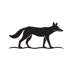 Cautious Jackal Walking In Side Profile