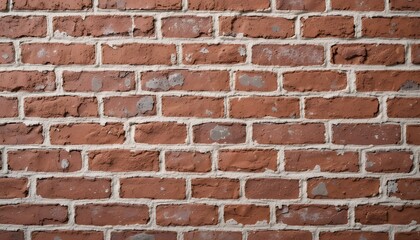 Fototapeta premium Seamless Red Brick Wall Background: A uniform pattern of reddish-orange bricks forming a solid wall, suitable as a versatile background for digital and print designs.