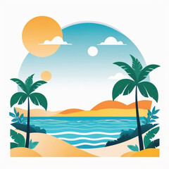 tropical beach with palm trees