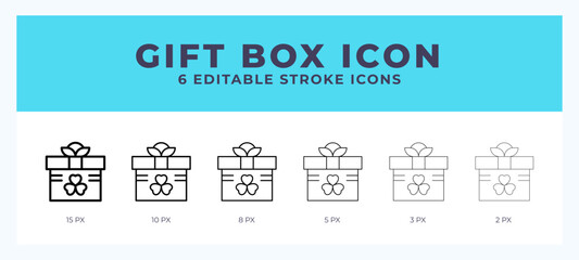 Gift box icon. Outline. Lineal icon symbol vector. Black outline.