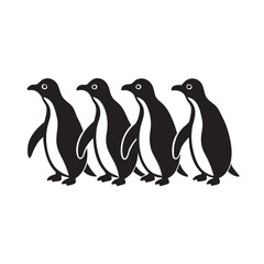 Naklejka premium Group Of Penguins Standing Together Silhouette