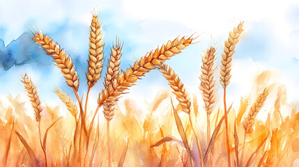 Watercolor illustration for vaisakhi with wheat stalks