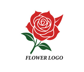 red rose vector logo design illustration on white background