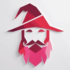Wizard head, stylized, geometric, vibrant colors