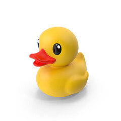 Yellow Rubber Duck Toy Isolated on Transparent Background