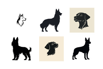 Collection of dog silhouettes german shepherd labrador retriever