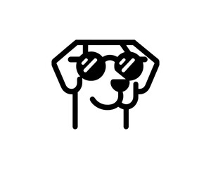 Stylish sunglasses dog vector in simple form
