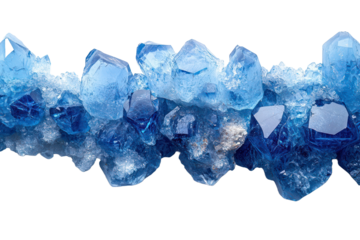Blue crystals cluster isolated on transparent background