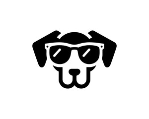 Sunglasses dog face in modern flat vector