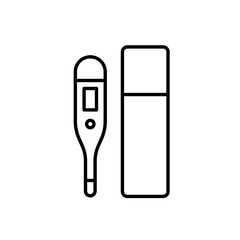 Digital thermometer with case icon for medical kits personal healthcare and travel safety visuals