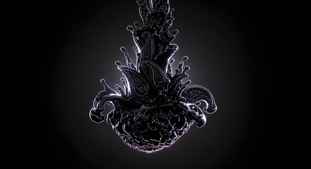 Detailed Silver Ornament Floating on a Dark Background