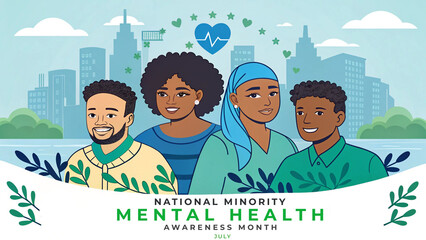 National Minority Mental Health Awareness Month. mental health concept background.