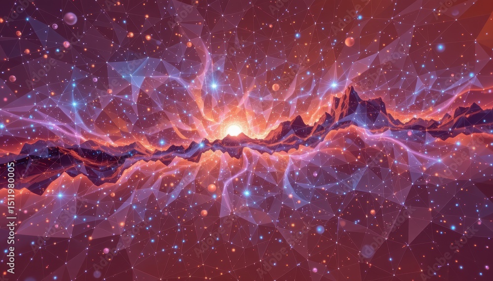 Wall mural majestic cosmic scene featuring a colorful nebula with glowing stars in an expansive universe
