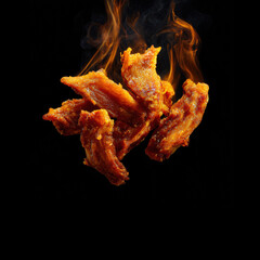 Crispy chicken wings with spicy flavor and smoke