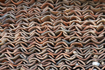 background texture red tiles roof natural material