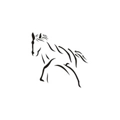 vintage thin line geometric horse vector illustration
