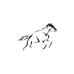 vintage thin line geometric horse vector illustration