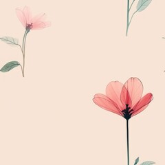Naklejka premium Seamless floral tile pattern design nature inspired digital art soft pastel colors aesthetic viewpoint