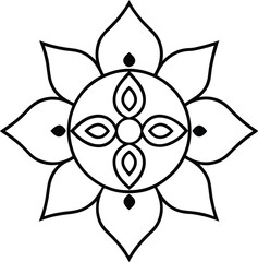 Symmetrical Floral Rangoli Design – Ethnic Indian Vector