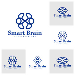 Set of Brain logo design concept vector. Brain Care Logo Design Template. Creative Symbol. Icon