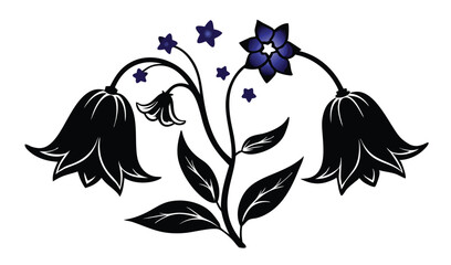 Black and white stylized flower illustration