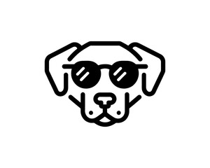 Outline style sunglasses dog in vector format