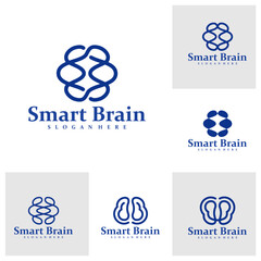 Set of Brain logo design concept vector. Brain Care Logo Design Template. Creative Symbol. Icon