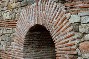 masonry arch red brick wall natural material background texture