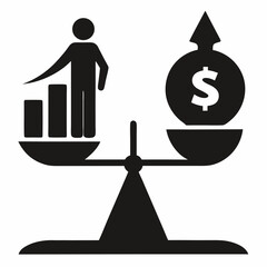 Profit and loss Silhouette icon on white background