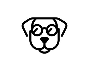 Obraz premium Cool dog wearing glasses in thin outline