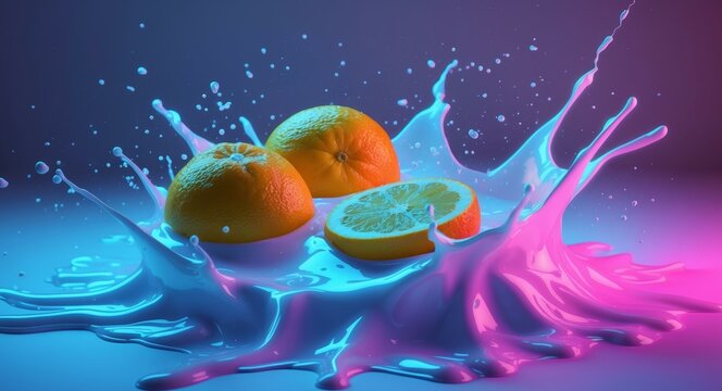 Citrus Fruits Explosion. A Vibrant Splash of Colors and Flavors in High Definition