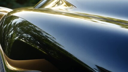 Sleek, golden-hued sports car rear
