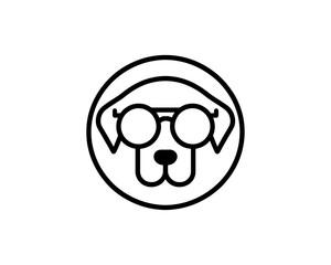 Circle outline dog with cool sunglasses