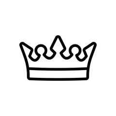 Royal crown black line art icon sign vector illustration