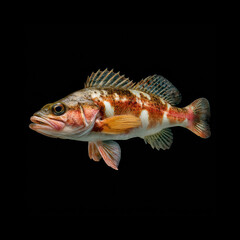 Colorful fish swimming in dark water