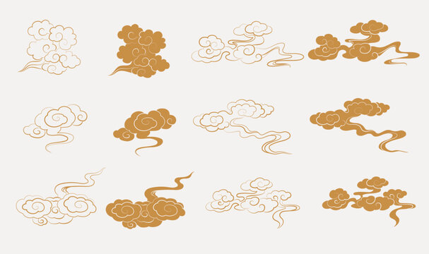 A collection of cloud pattern design elements in Chinese style