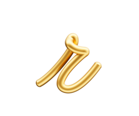 3d Golden Shiny Small Letter r Alphabet r Rounded Inflatable Font White Background 3d Illustration