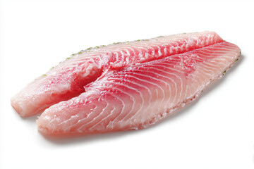 Fresh raw pangasius fish fillet isolated on transparent background
