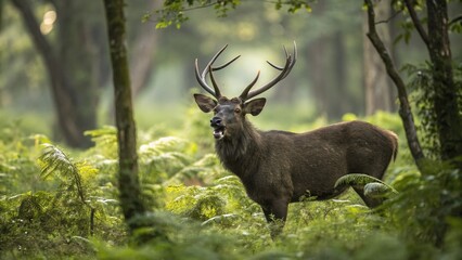 elk in deep woods
