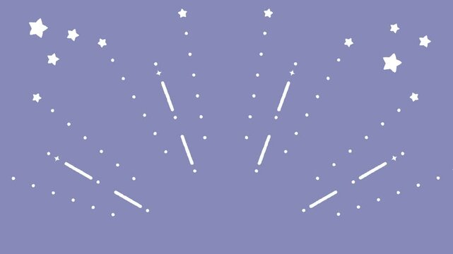 手書き風の線や星が広がる可愛いループアニメーション　色背景　線は白色